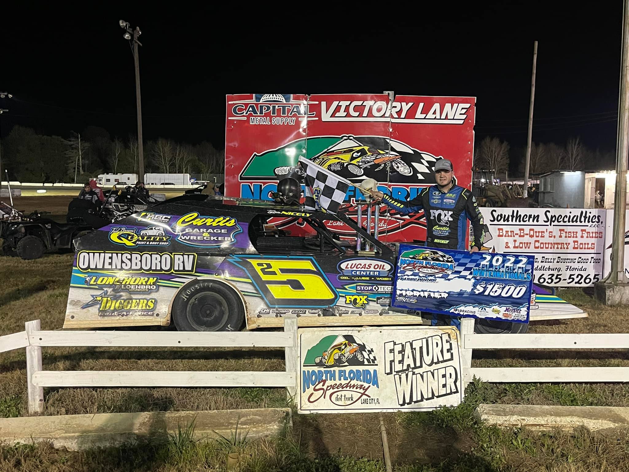 Tyler Nicely takes DIRTcar UMP Modified North Florida Speedway Winter
